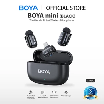 BOYA Mini Mikrofon Klip Nirkabel 2.4GHz Ultra Mini Wireless Microphone Dengan Fitur AI Pengubah