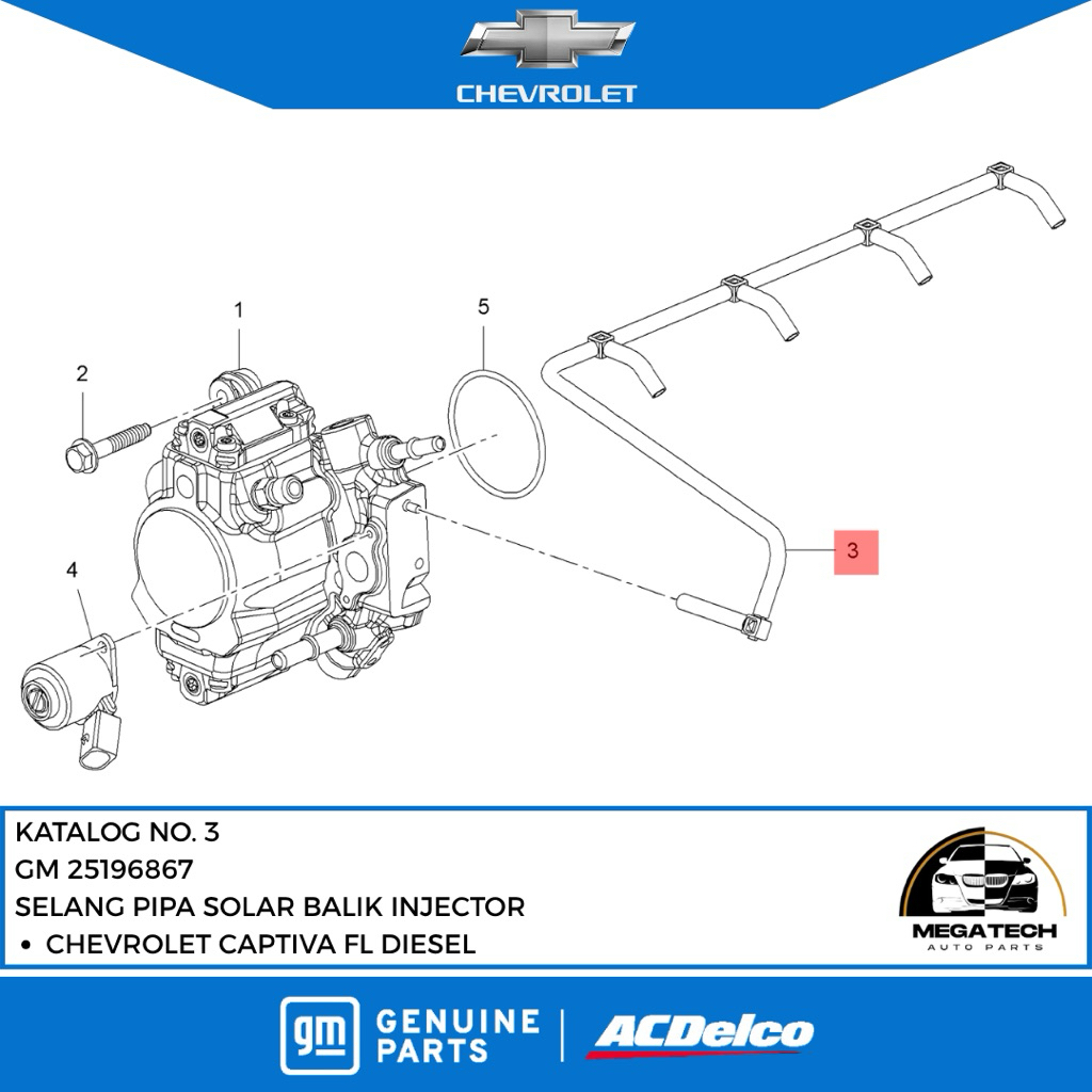 Jual PIPA SELANG SOLAR BALIK INJECTOR CHEVROLET CAPTIVA FL DIESEL C140 ...