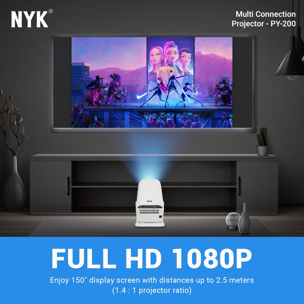 Jual NYK Smart Projector PY 200 PRO Size Mini Portable Full HD 1080P ...