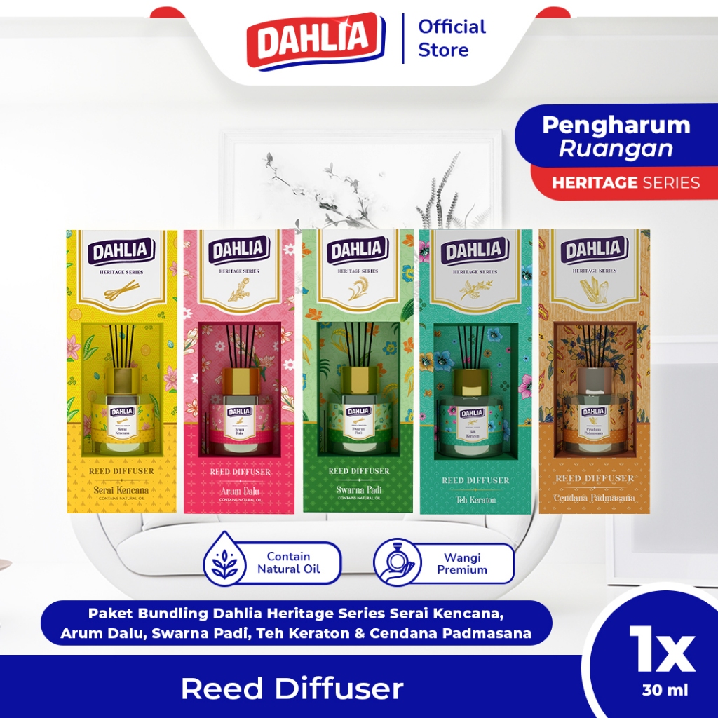 Jual Dahlia Bundling Reed Diffuser Heritage Series [5Pcs] Teh Keraton ...