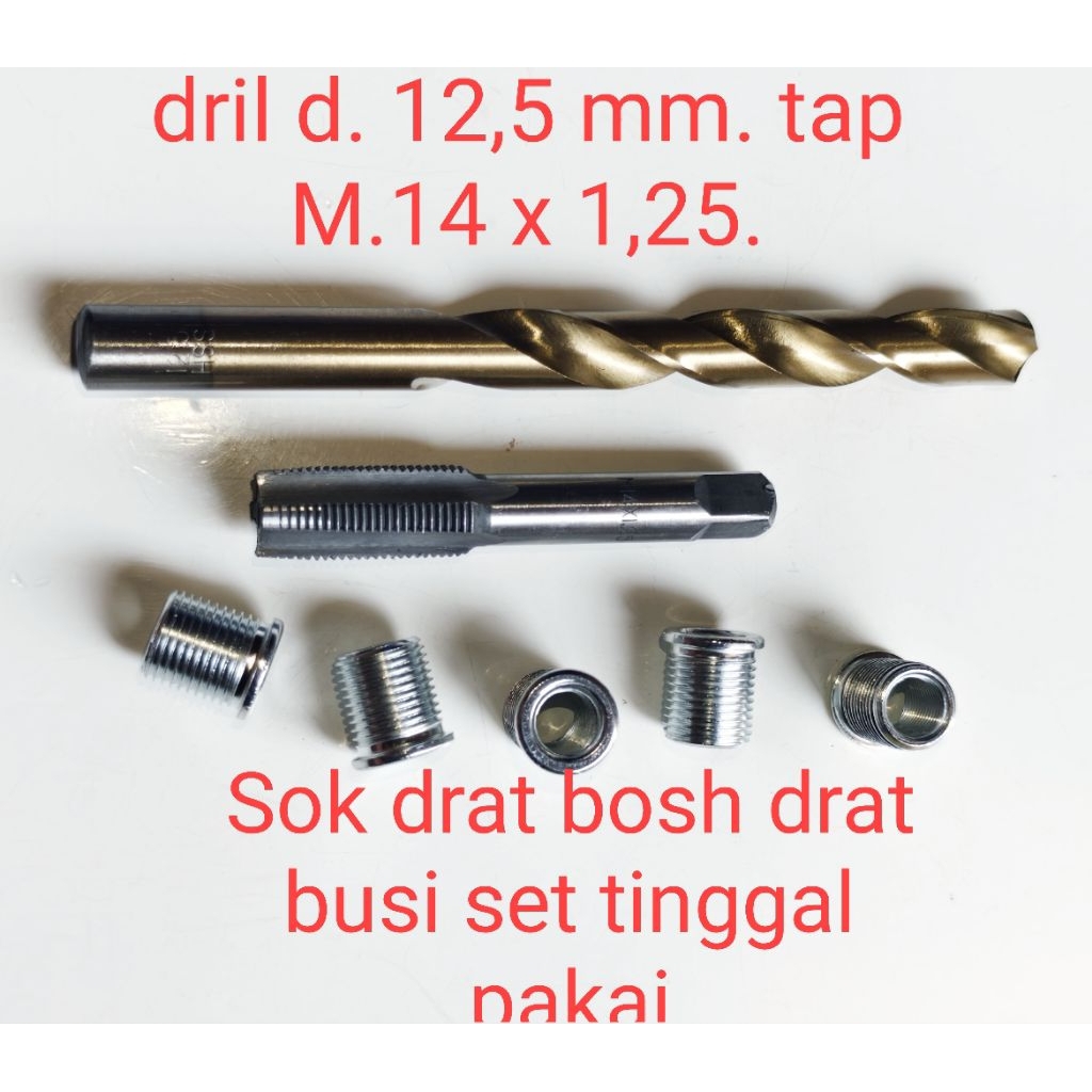 Jual paket komplit dril 12,5 mm tap m. 14 x 1,25 set sok drat bosh drat ...