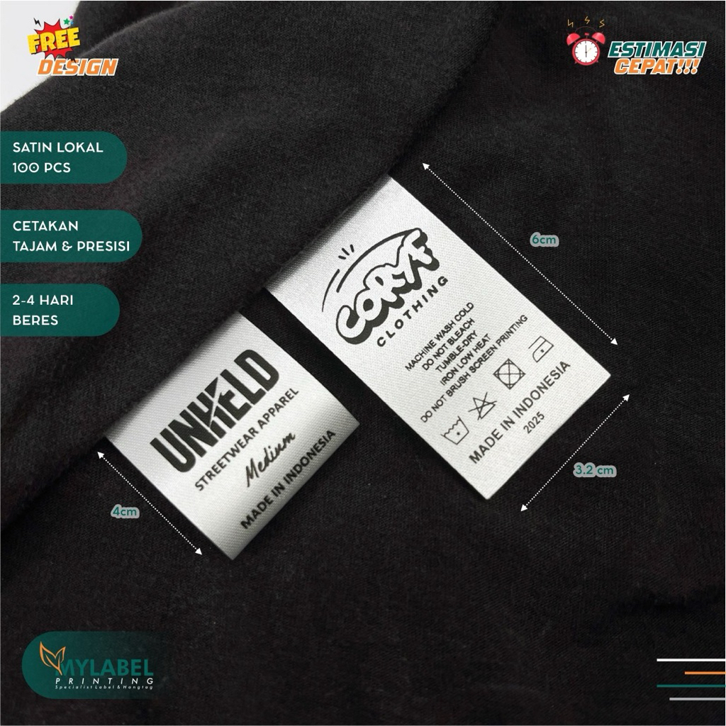 Jual 100PCS Satin , Label Premium, Label Baju, Label Kaos, Baju, Kaos ...