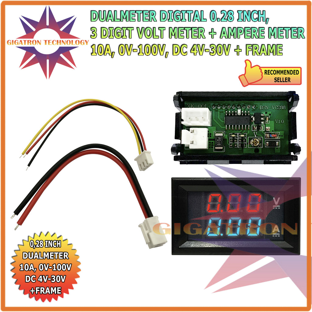Jual Dualmeter Combo Voltmeter Amperemeter 10A 100V DC 4V-30V Dual ...