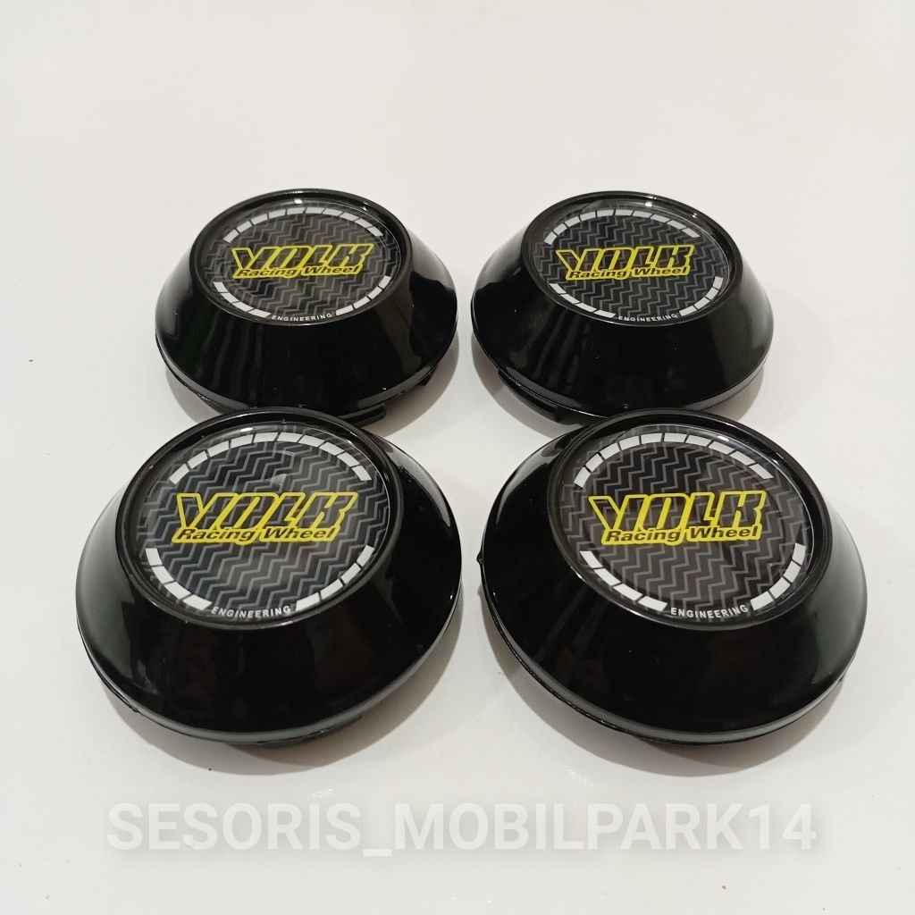 Jual Dop roda tutup velg racing variasi kerucut hitam Volk Kuning ...