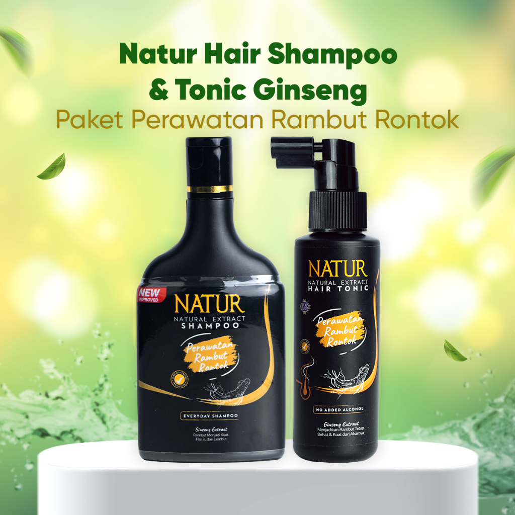 Jual Natur Shampoo & Hair Tonic 2 in 1 Ginseng - Paket Shampoo Tonik ...
