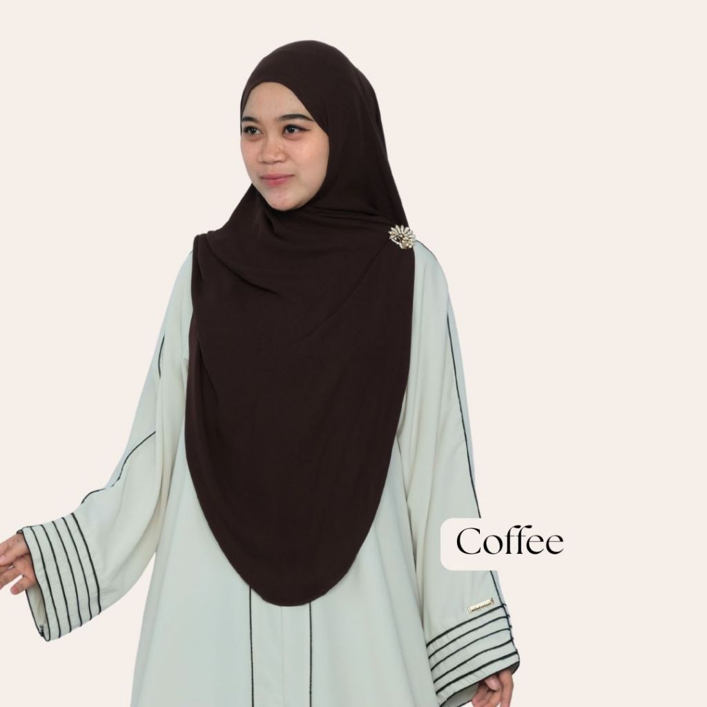Laiba Khimar Bergo Instan Oval SYARI Non Pad Tali Belakang Bahan Maheen ANTI UV By Levezein