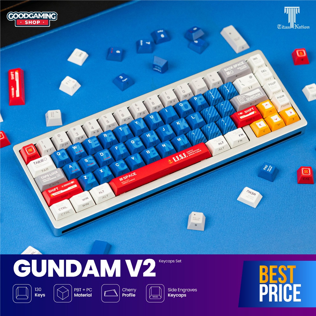 Jual TITAN NATION Gundam V2 PBT Cherry Profile Keycaps Side Engraving ...