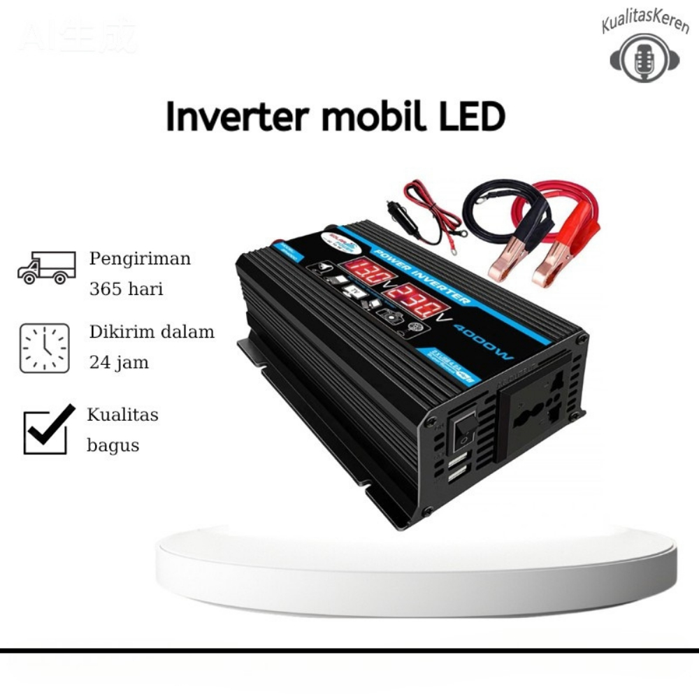 Jual 4000W Inverter Mobil 12V DC ke 220V AC Power Converter Tampilan ...