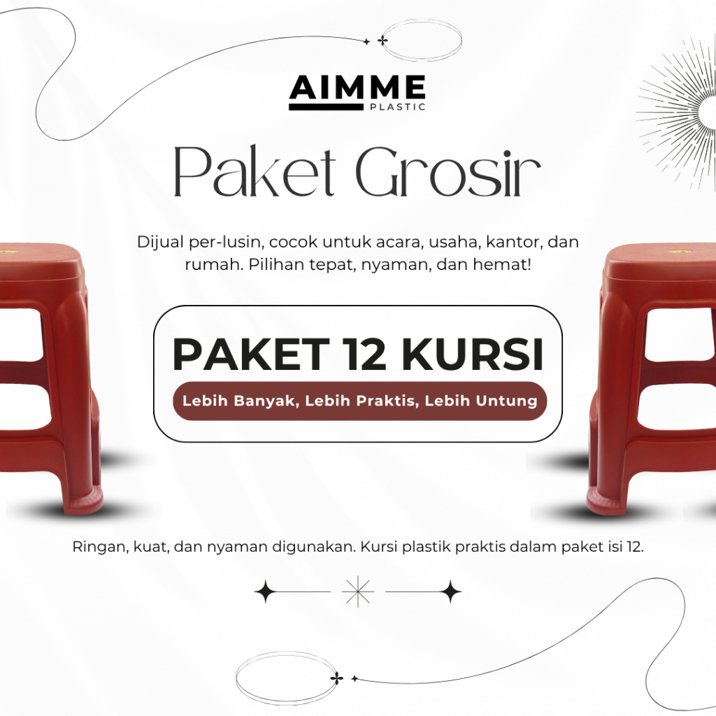 Jual AIMME Plastic – Kursi Plastik Serbaguna Grosir Paket 12 Pcs (1 ...