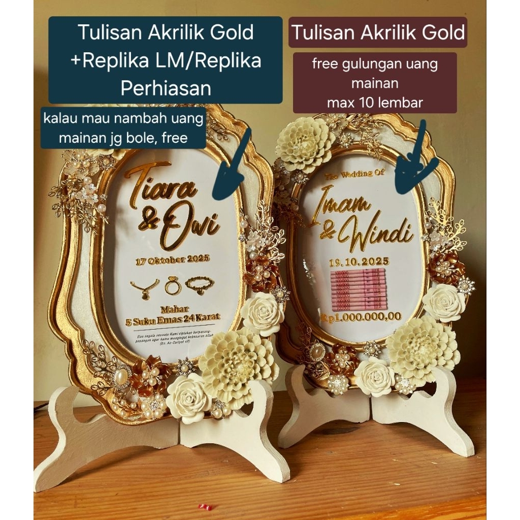 Jual Mahar pigura mahar ukir mahar Akrilik, Pernikahan Mahar simbolis ...