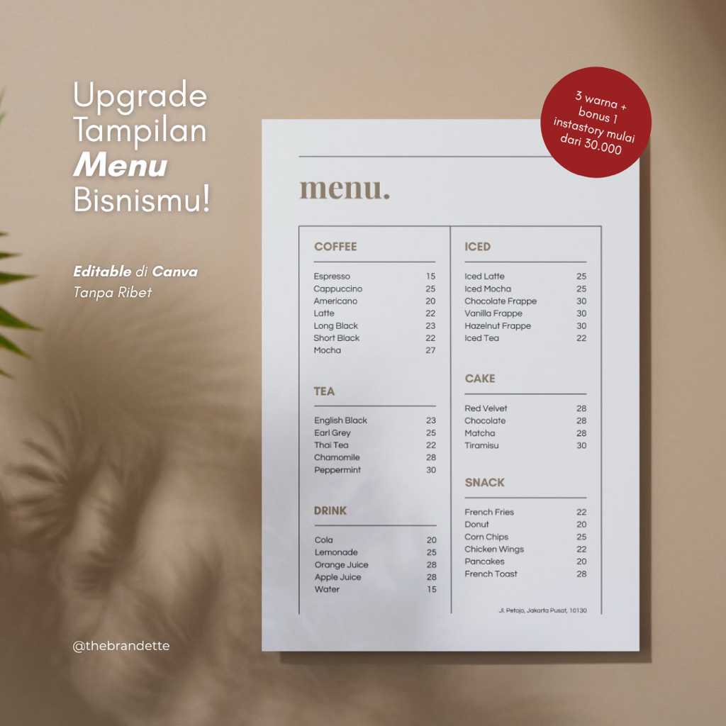 Jual Template Menu Cafe Editable Canva | 3 Warna | Bisa Custom nama ...