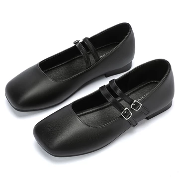 IKUNKA Sepatu Mary Jane Wanita Flatshoes Korean Style Santai Kerja Slip On Ballerina Casual