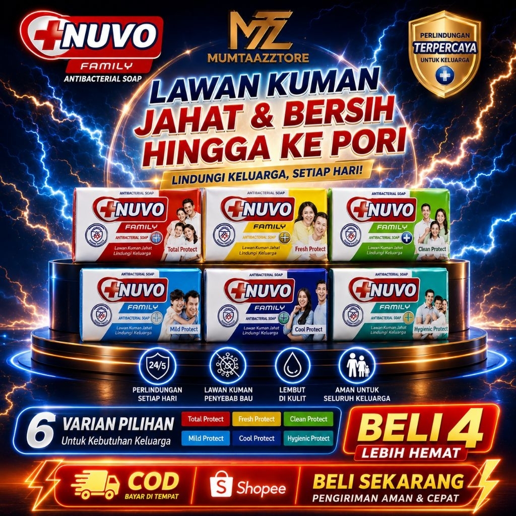 MUMTAAZZTORE | ISI 4 PCS | NUVO ANTIBACTERIAL SOAP SABUN BATANG SBNBTG KTRK WC