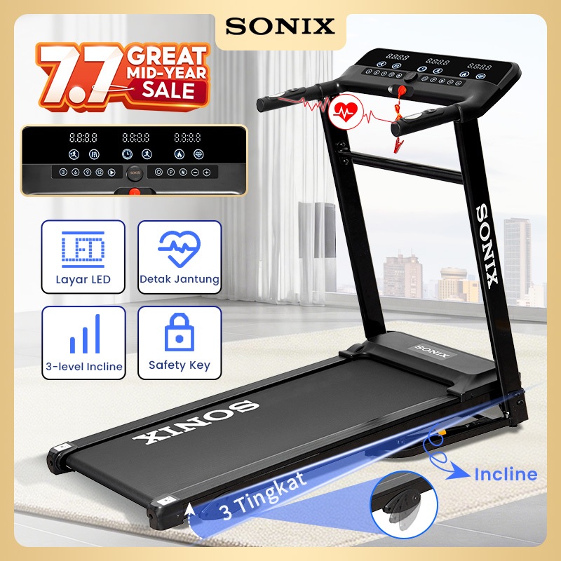 Sonix Listrik Incline Treadmill STR03 Heart Rate Dapat Dilipat Running Pad Alat Olahraga Home Fitness Equipment Folding Treadmill Gym Safety Key Lock