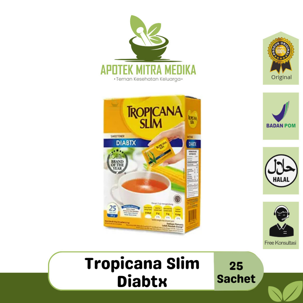 Tropicana Slim DIABTX 25 Sachet - Pemanis Alami Diabetes Bebas Kalori
