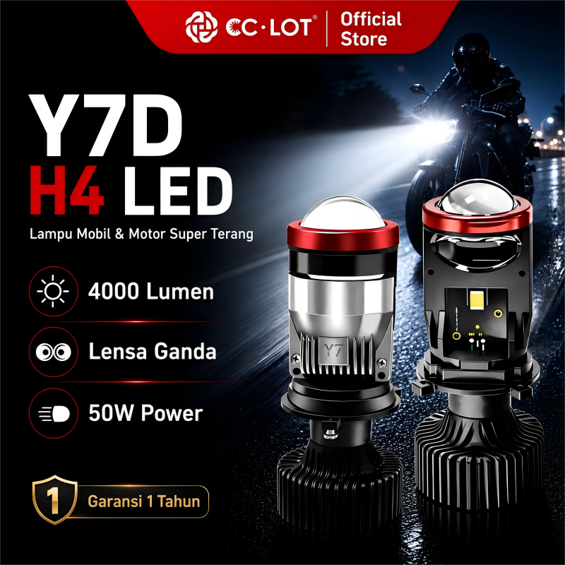 CCLOT  Lampu Led Mobil Dan Motor H4 Mini PJECTOR PROJIE Y7D SUPER BRIGHT 50 Watt/Dengan Kipas Angin