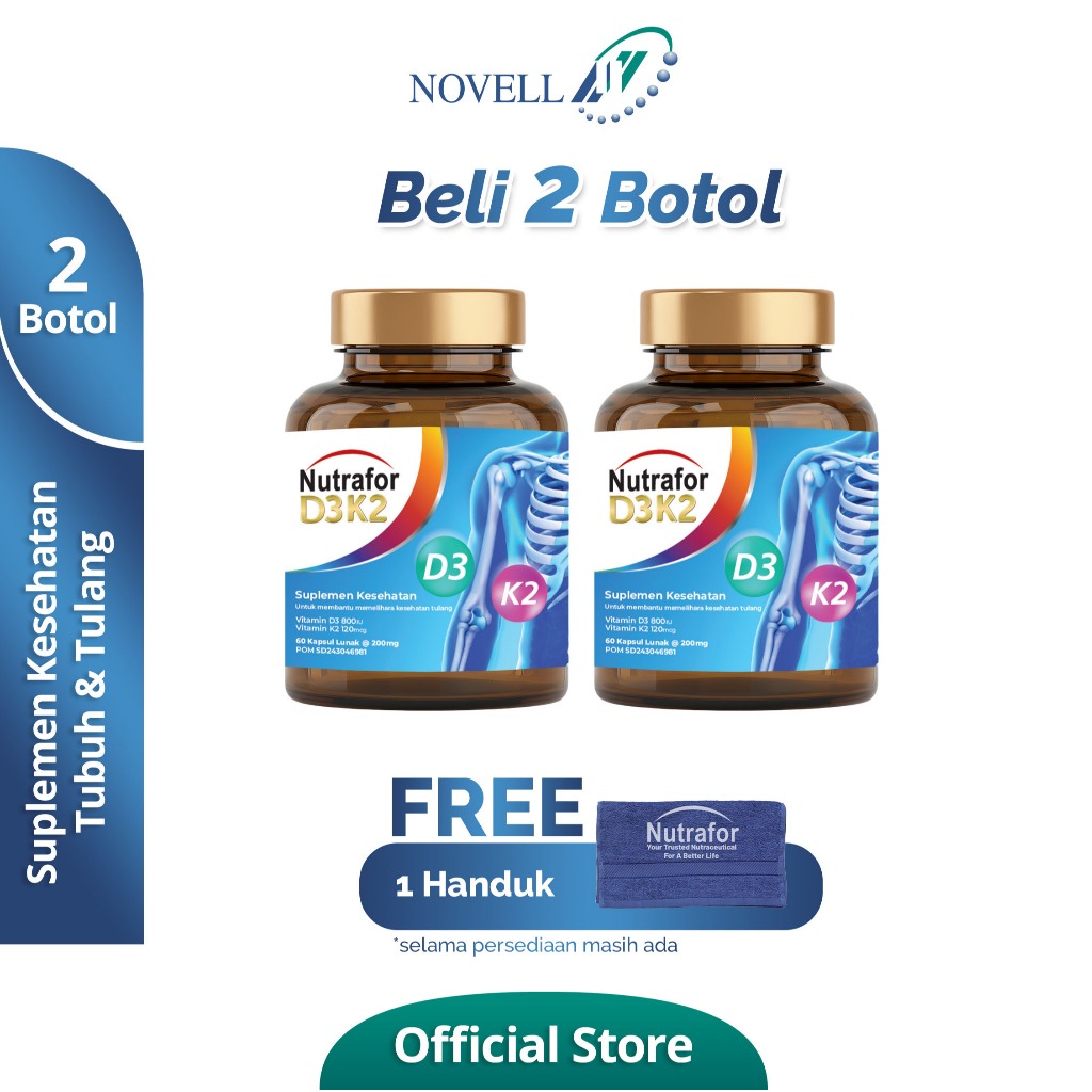 Jual Nutrafor D3K2 - Beli 2 Botol Free 1 Handuk – Suplemen untuk ...