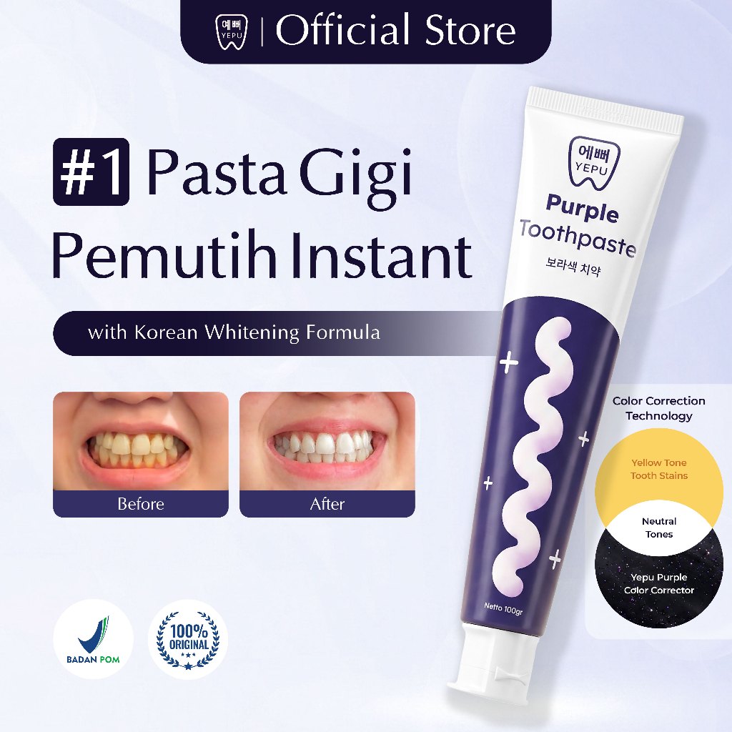 Jual YEPU Purple Toothpaste – Pasta Gigi Pemutih Instant / Color ...