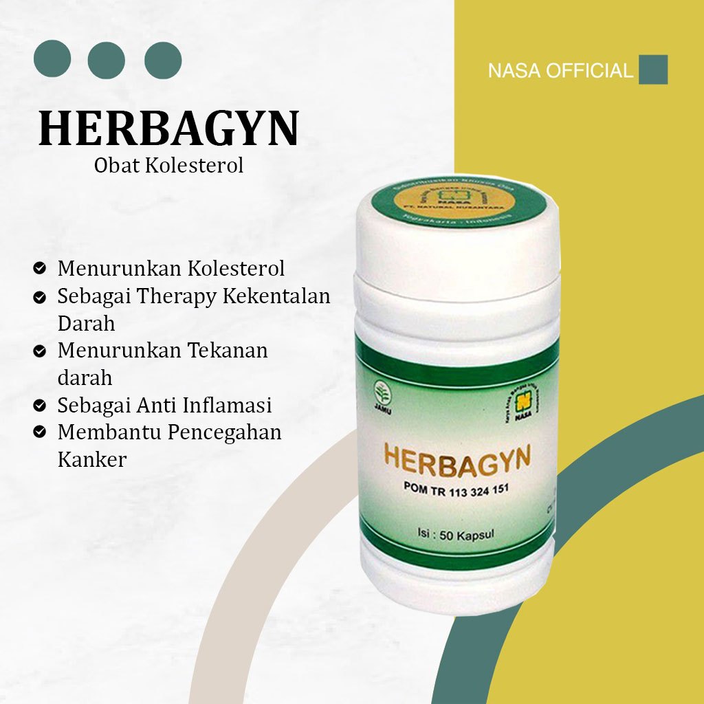 HERBAGYN NASA 50 Kapsul Herbal Kolesterol Tinggi Lemak Darah Jaga Jantung & Pembuluh Darah BPOM Original
