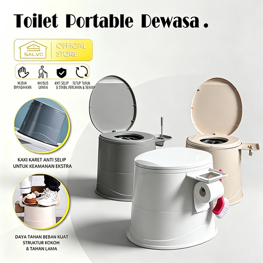 Salvo Toilet Portable Lansia Ibu Hamil Duduk Jongkok Travel Outdoor Anti Bau Kamar Mandi Mudah Dibersihkan