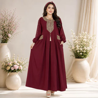 Sella Dress Crinkle Gamis Premium Renda Sultan