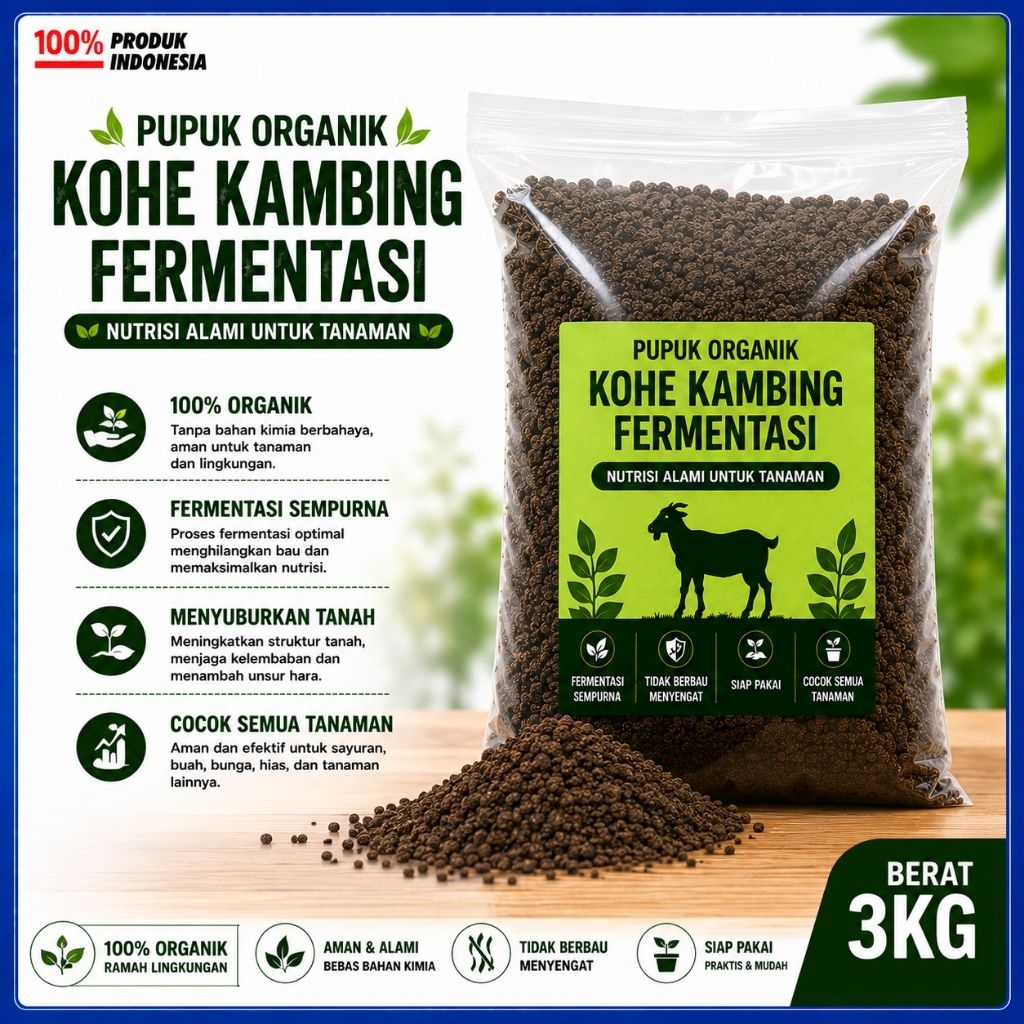 Kohe Kambing Fermentasi 3Kg Pupuk Organik Alami Media Tanam Sayur Buah Bunga Perkebunan
