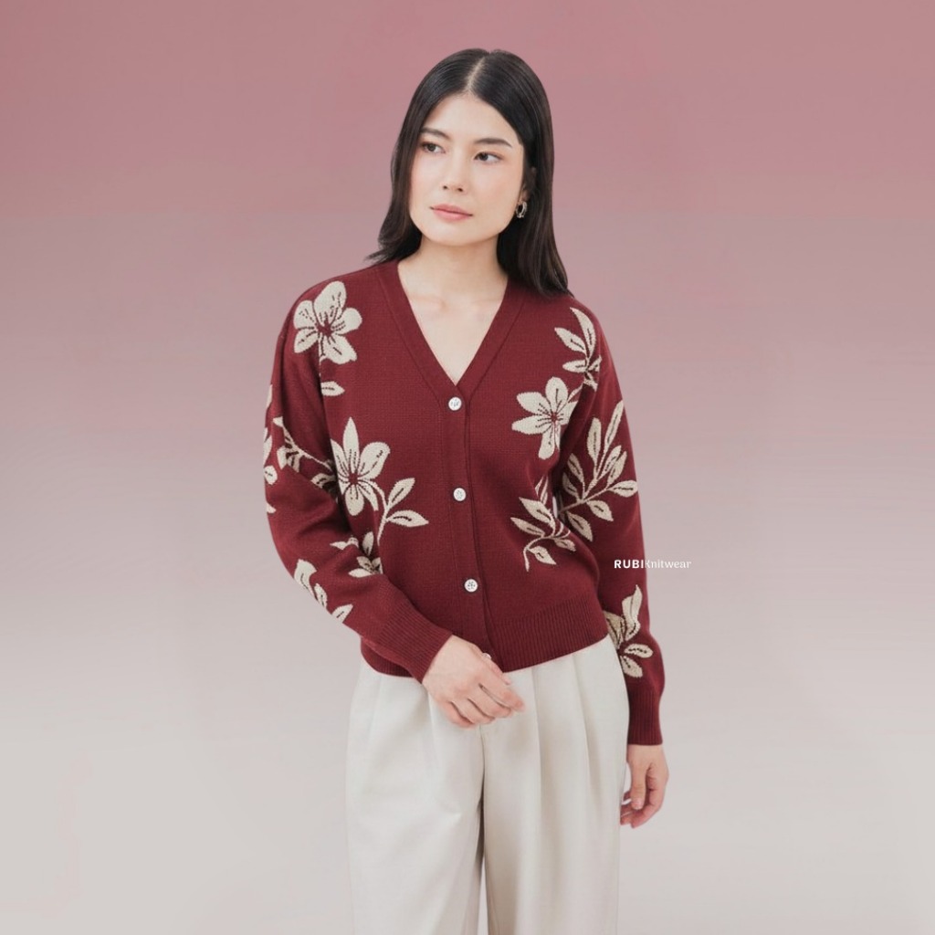 RUBI Fiora cardigan bunga knitwear wanita