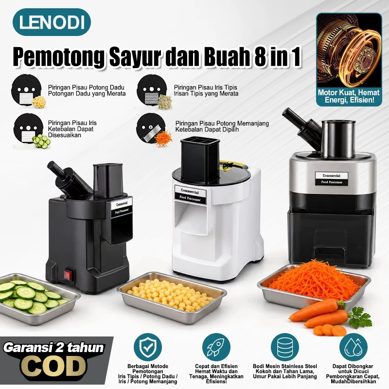 Lenodi/8-in-1 Vegetable Fruit Slicer/Alat Iris Buah dan Sayur Multifungsi, Pemotong Kentang, Wortel, Timun, Apel - Praktis & Cepat, Hemat Waktu