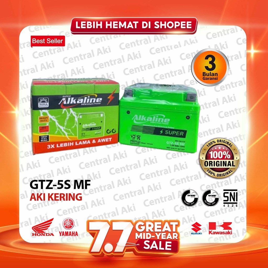 Aki ALKALINE GTZ5S SUPER Aki Kering Motor Honda Beat Vario 110 Supra X 125 Scoopy Spacy Blade Revo New Mega Pro