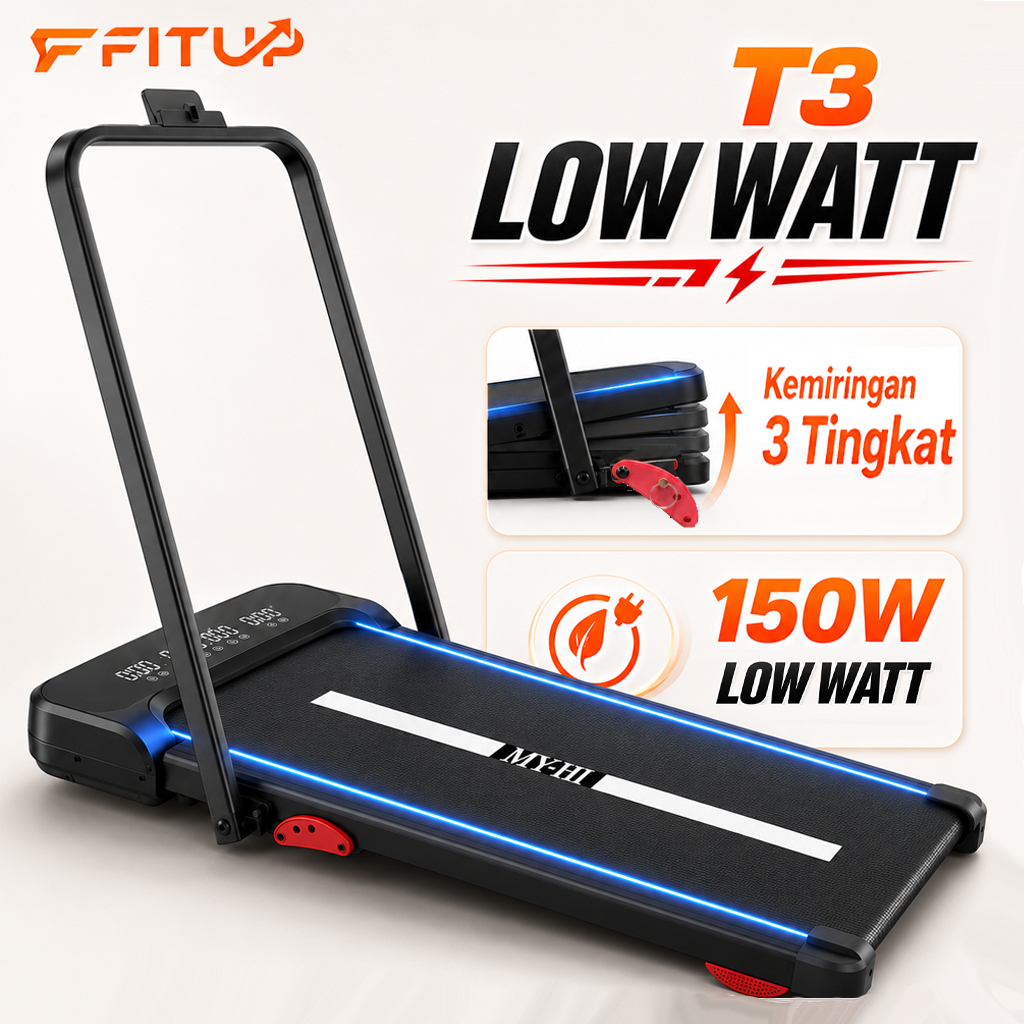 Fitup Treadmill Elektrik Portable T3/Z3 Treadmill Electric Low Watt 1-14KM Treadmill Portabel