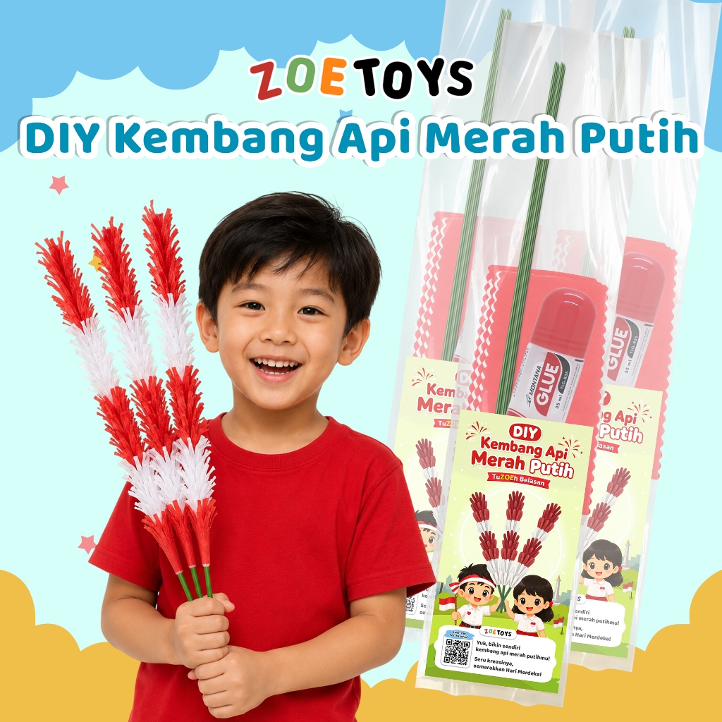 DIY Kembang Api Merah Putih – Kerajinan Kemerdekaan 17 Agustus untuk Anak TK & SD