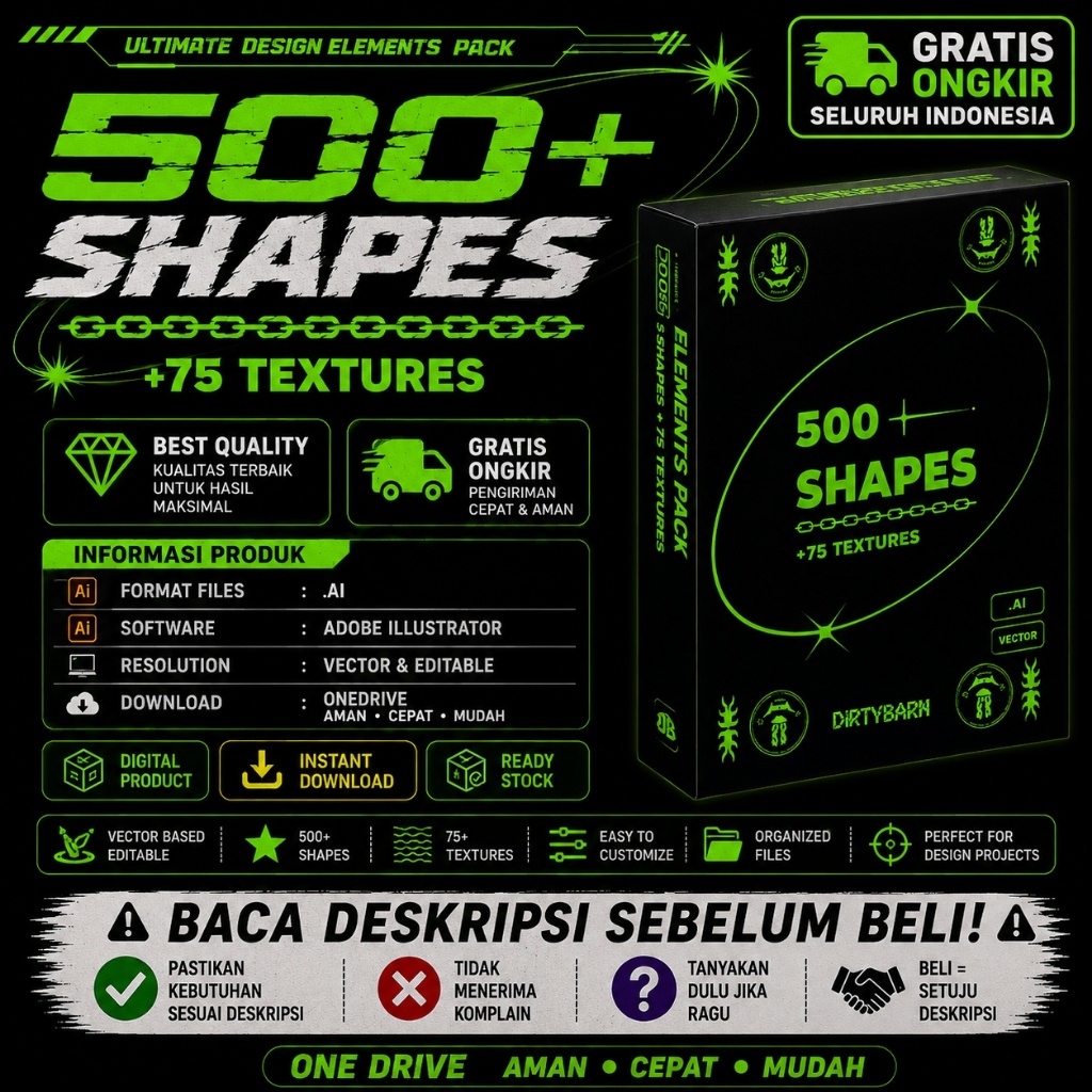 Elements Pack - 500 Shapes + 75 Textures For Illustrator