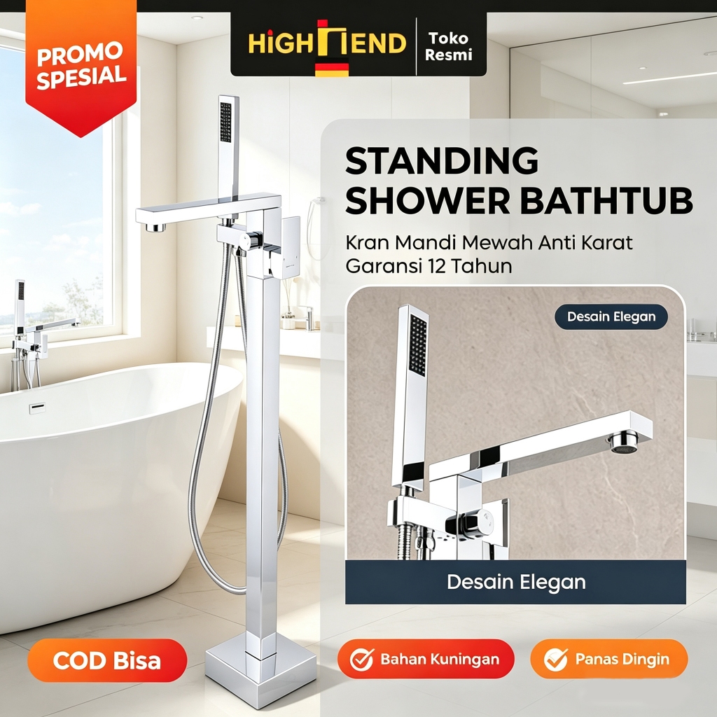 Jual HIGHEND Kran Shower Lantai Bathtub Premium Kuningan Garansi 12 ...