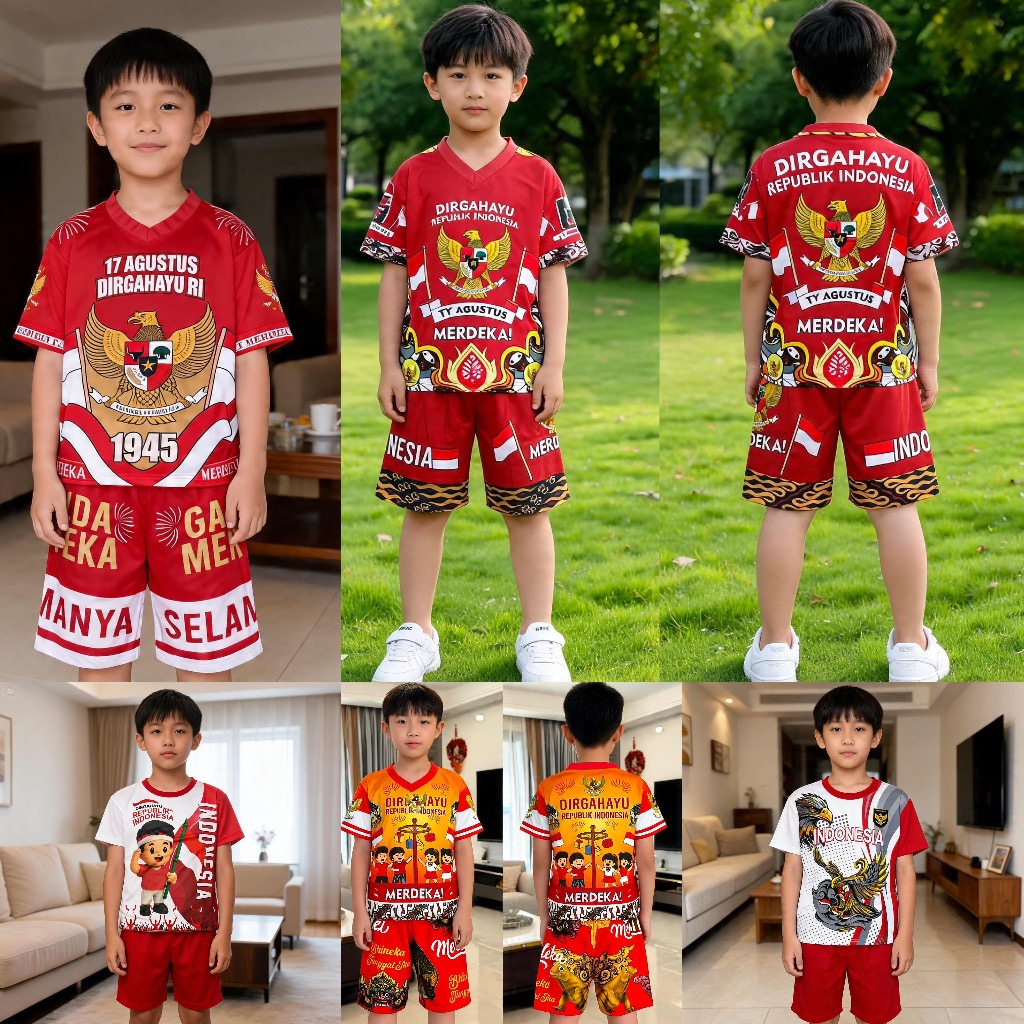 ELNATHAN - SETELAN ANAK GARUDA INDONESIA EDISI JERSY DAN BASIC 17 AGUSTUS UNTUK USIA 2-10 TAHUN