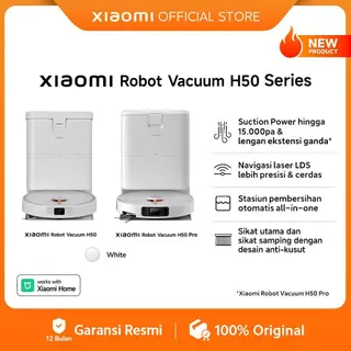 Xiaomi Robot Vacuum H50 Series | Daya Hisap hingga 15.000Pa | Navigasi Laser LDS Presisi & Cerdas | Sikat Anti-Kusut | Stasiun Pembersihan Otomatis All-in-One | Kontrol Pintar via Aplikasi Xiaomi Home | Vacum [Xiaomi Official Store]