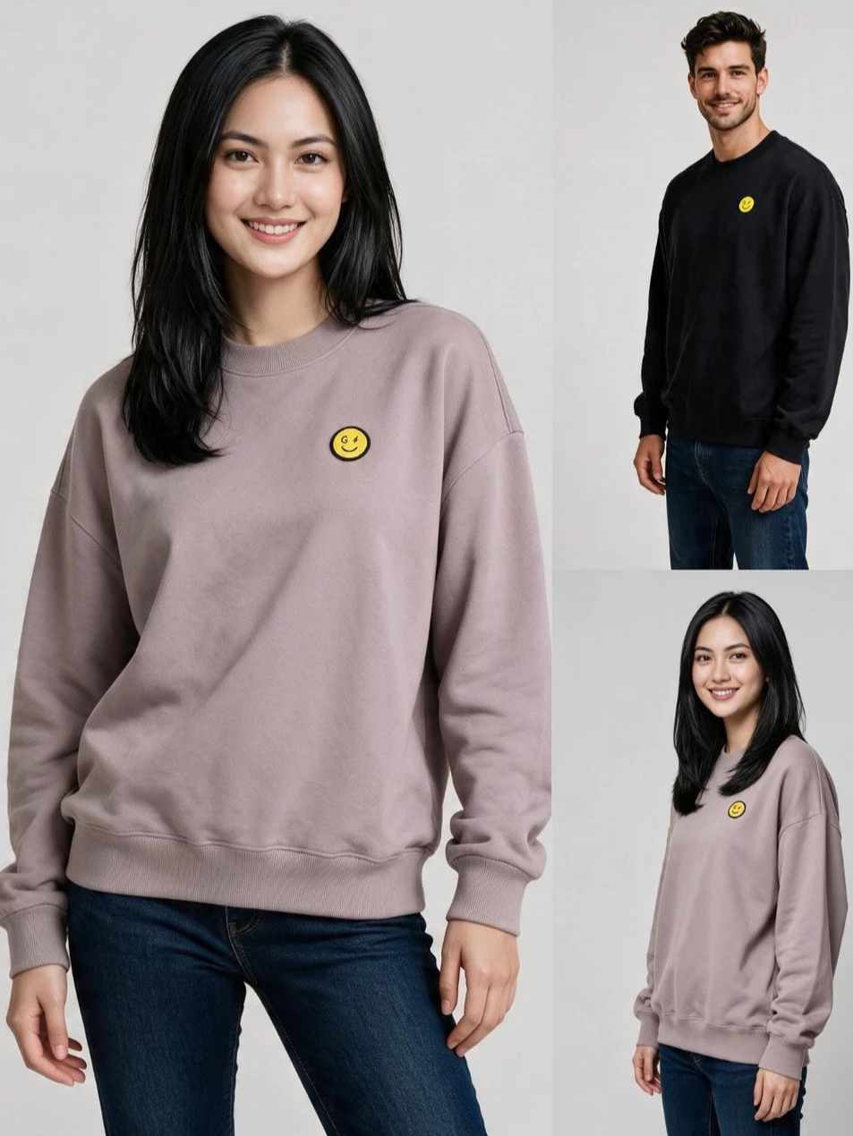 Sweater Oversize Cewe Cowo Bahan Fleece HLS GH Oversized Logo Sweatshirt - 2643