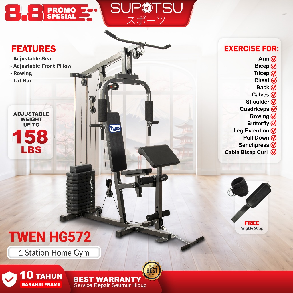 TWEN Home Gym HG572 HG550 HG595 HG580 HG672 Hitam Homegym 1 Sisi
