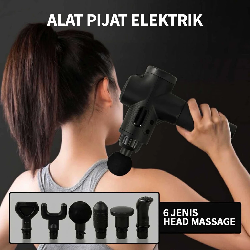 Alat Pijat Elektrik Massage Gun Redakan Pegal Nyeri Otot Relaksasi Tubuh 30 Level 6 Kepala LCD - foto 1