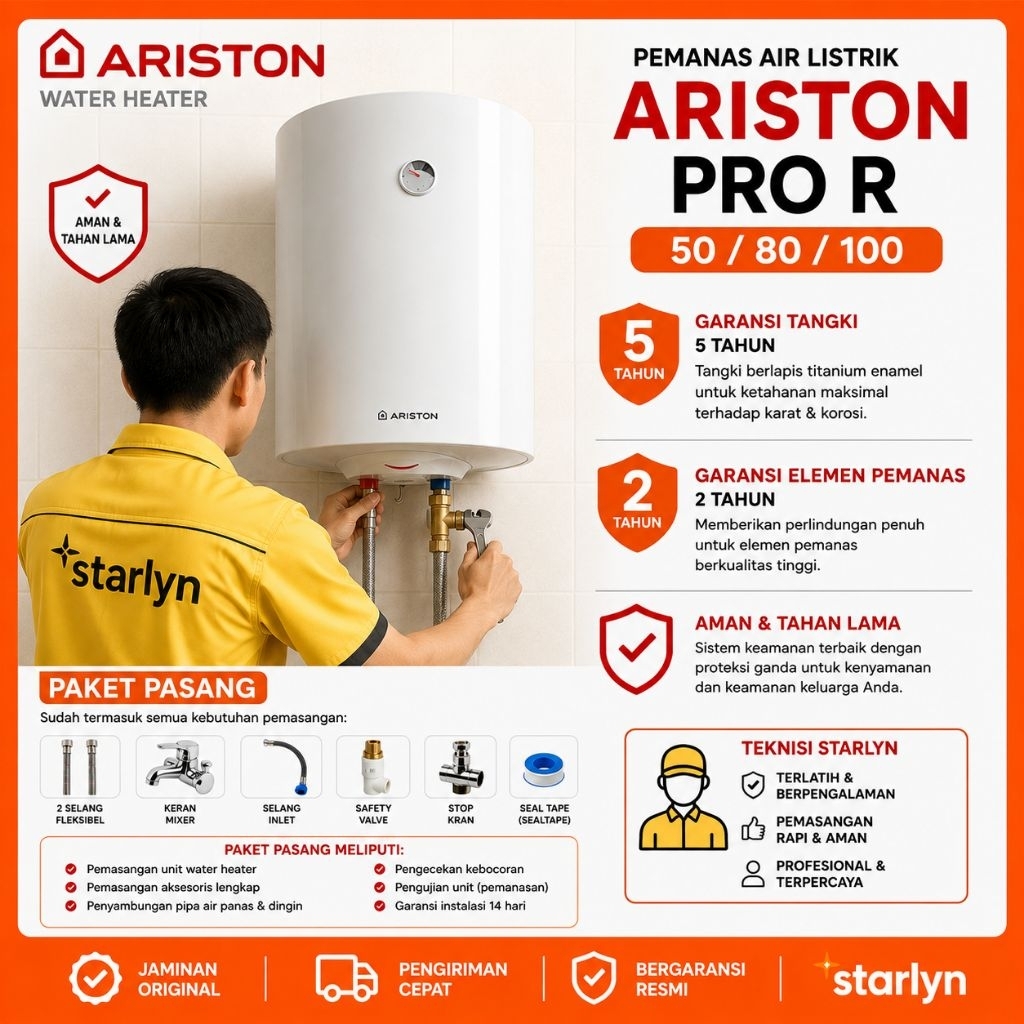 Jual ARISTON Water Heater Pro R 50L, 80L, 100L – Pemanas Air Listrik ...