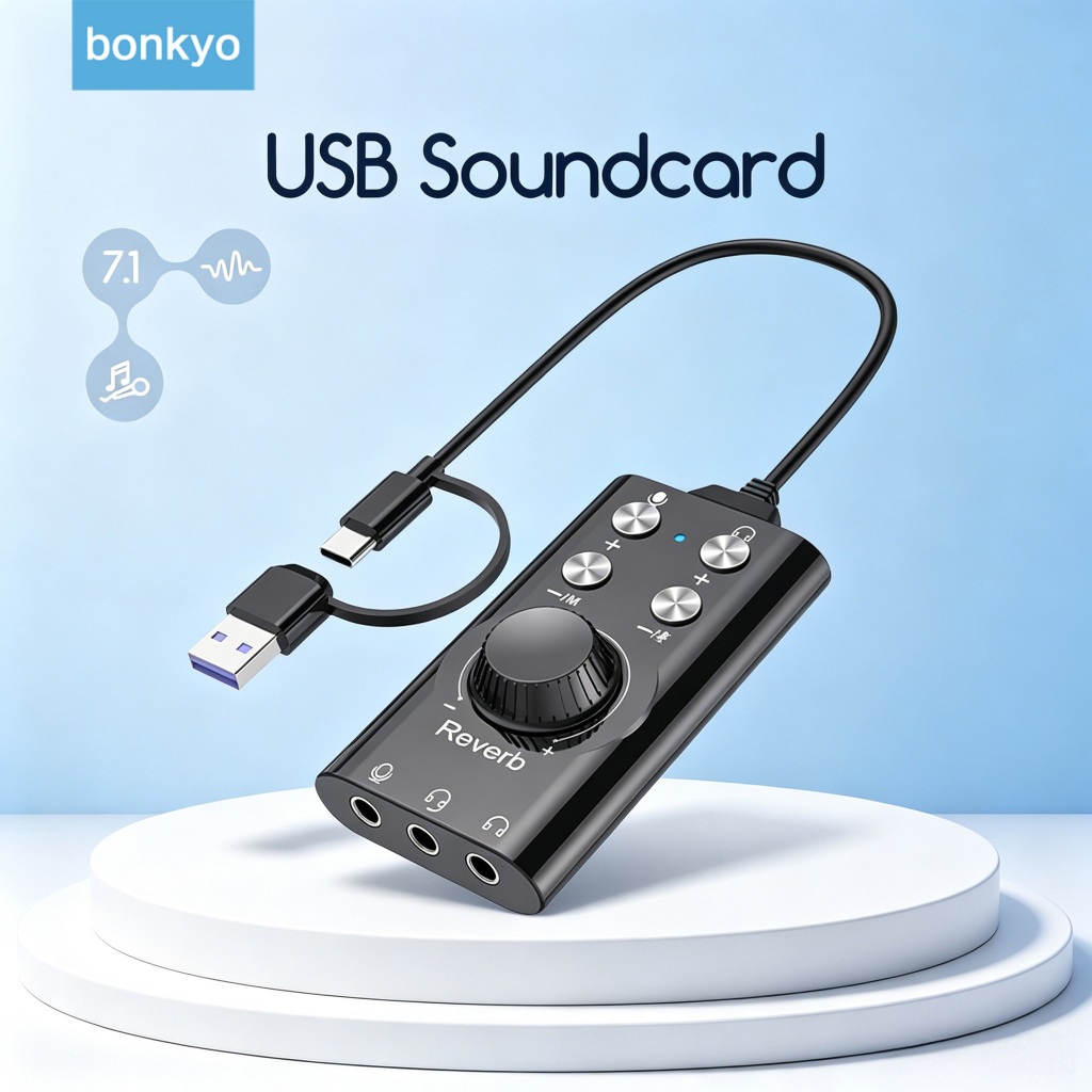 Jual Bonkyo Sound Card Mini Portable USB Type-C Efek Suara 3D Kontrol ...