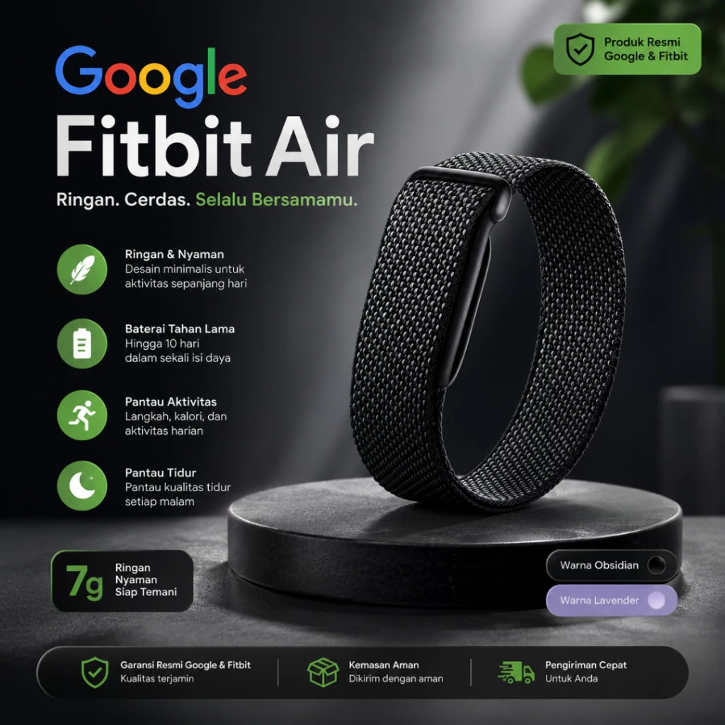Tampilan statistik kesehatan dan pelacakan tidur pada aplikasi pendukung Fitbit Air