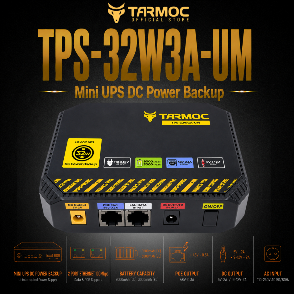 Jual Tarmoc TPS-32W3A-UM | Mini UPS DC Power Supply 5V/2A,12V/2A | POE ...
