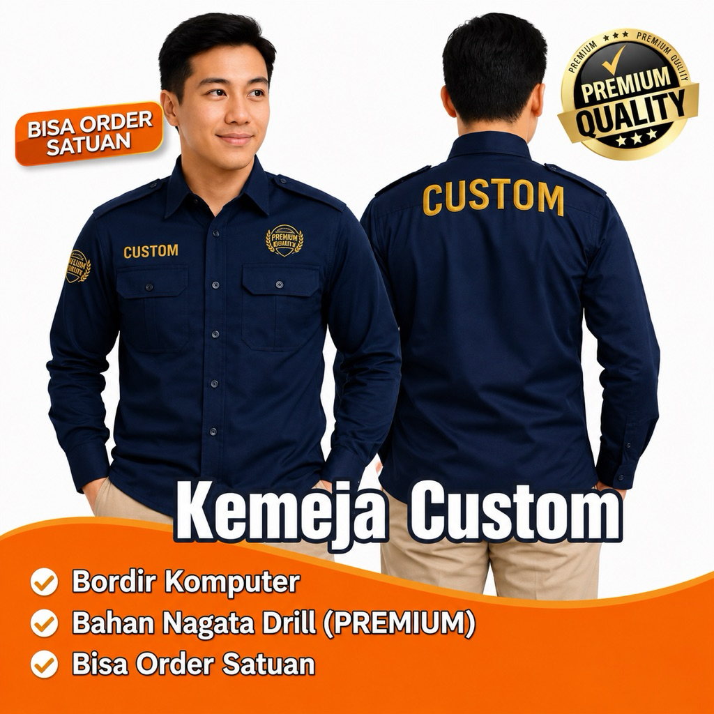 Jual Kemeja PREMIUM Pdh/Pdl Custom Bordir Bahan Nagata Drill | Satuan ...