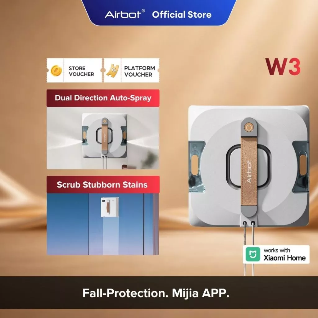 Airbot W3 Automatic Window Robot Cleaner | 11.000Pa Suction Power Anti-Fall Protection Auto Water Spray Edge Cleaning | Mi-home App Supported