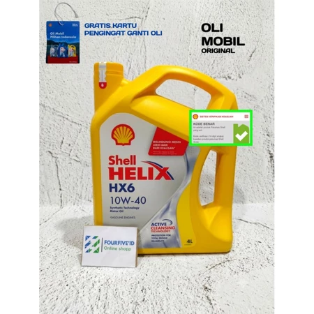 SHELL HELIX HX6 ORIGINAL 10W-40 4 LITER OLI MESIN MOBIL ORIGINAL BARCODE HIJAU OLI MOBIL BERKUALITAS