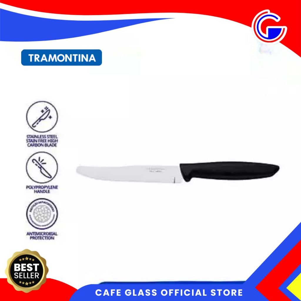 Pisau Stainless Steel-Pisau Gagang Hitam-Plenus 5 Black Tramontina
