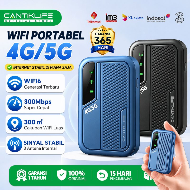 Modem WiFi Portabel 4G/5G LTE M34 | Baterai 3000mAh Tahan 8-10 Jam | Kecepatan 300Mbps | Bisa 10-15 Perangkat | Untuk Kerja, Traveling, Belajar Online