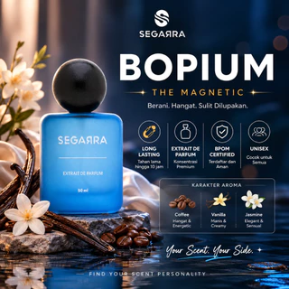 Bopium By Segarra | The Magnetic | Extrait de Parfum | Aroma Sweet Gourmand Vanilla Coffee BPOM Tahan Lama