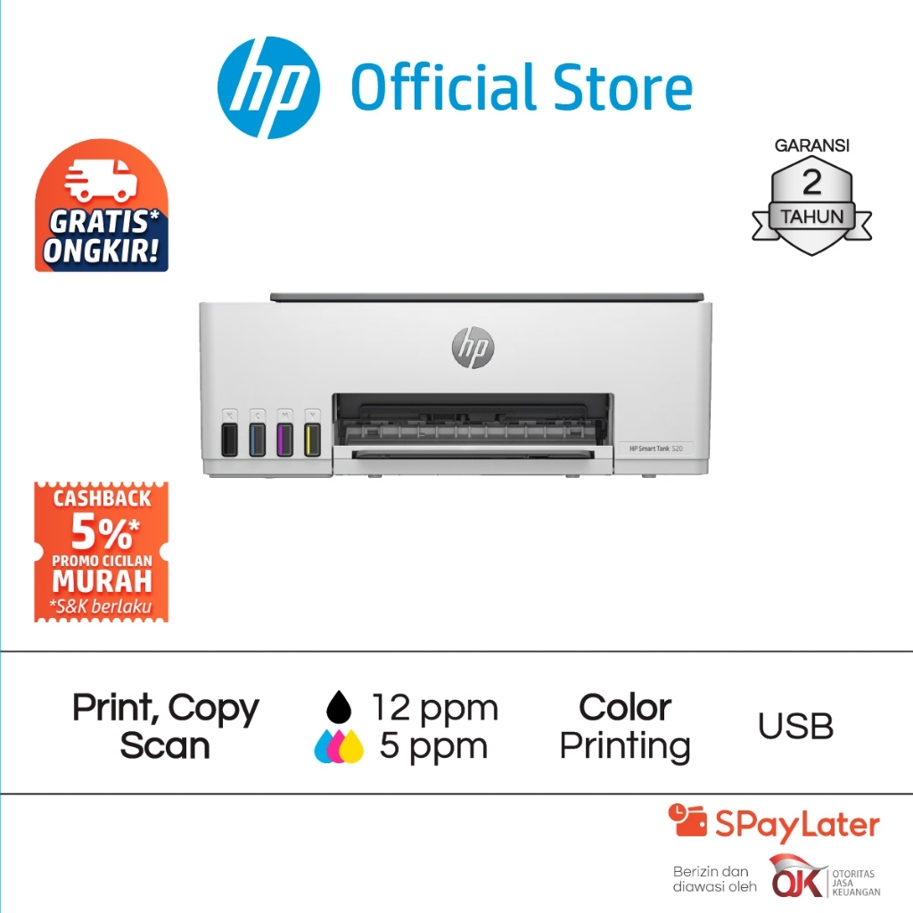 Printer HP Smart Ink Tank 520 / 583 / 580 / 585 All in One Print Scan Copy Wifi USB Fotocopy Color Colour Warna Garansi Hingga 3 Tahun Promo Murah Gra (3)