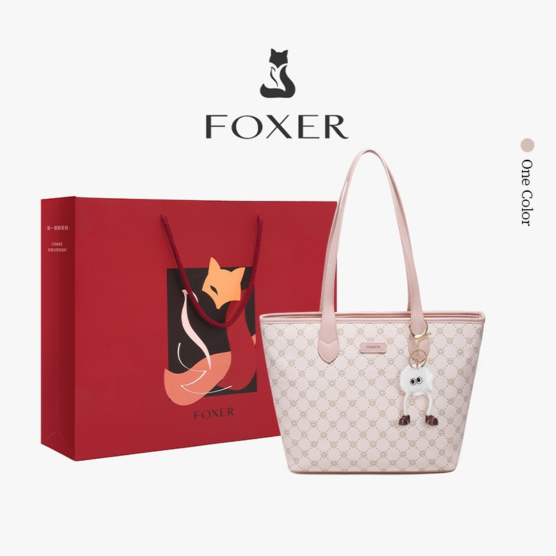 FOXER Tas Tote Kapasitas Besar Wanita Tas Laptop Bahu Motif Klasik Shoulder Bag Wanita Modis Totebag